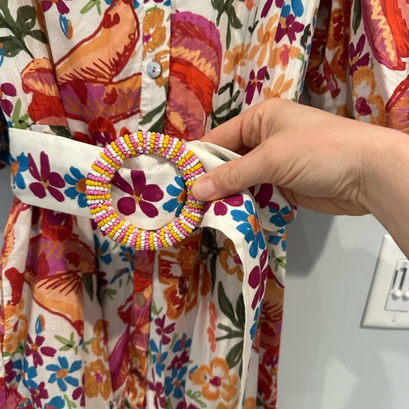 FARM Rio Red Orange Ruffled Wrap Sundress - Picture 2 of 4